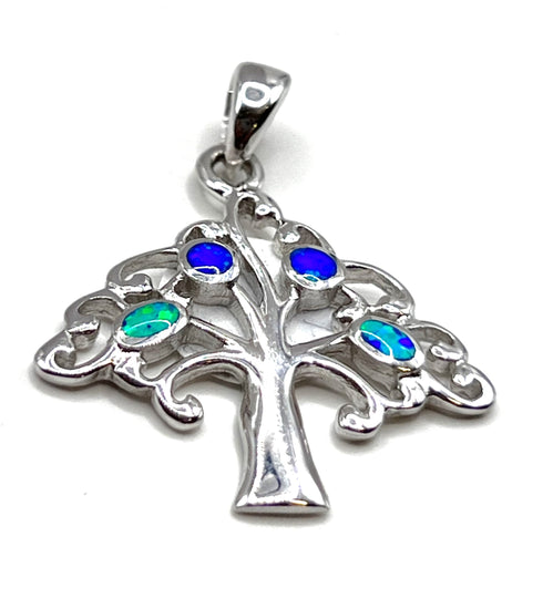 Sterling Silver Colored Tree of Life Pendant